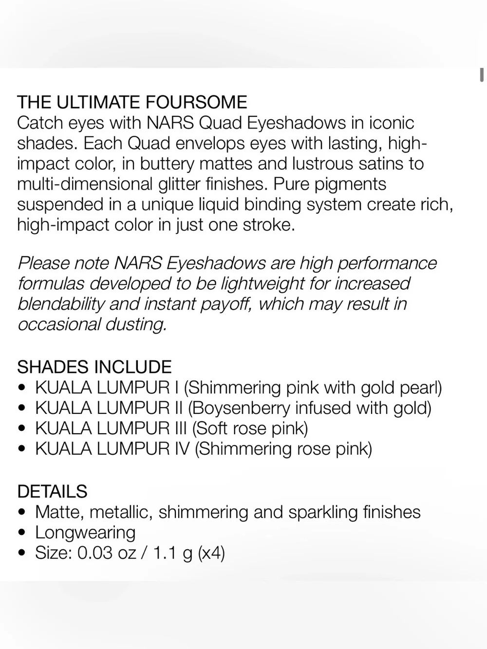 🌸 NARS QUAD EYESHADOW - KUALA LUMPUR